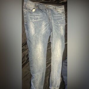 Boohoo Mens Blue Relaxed Jeans with Distressed Vintage Look